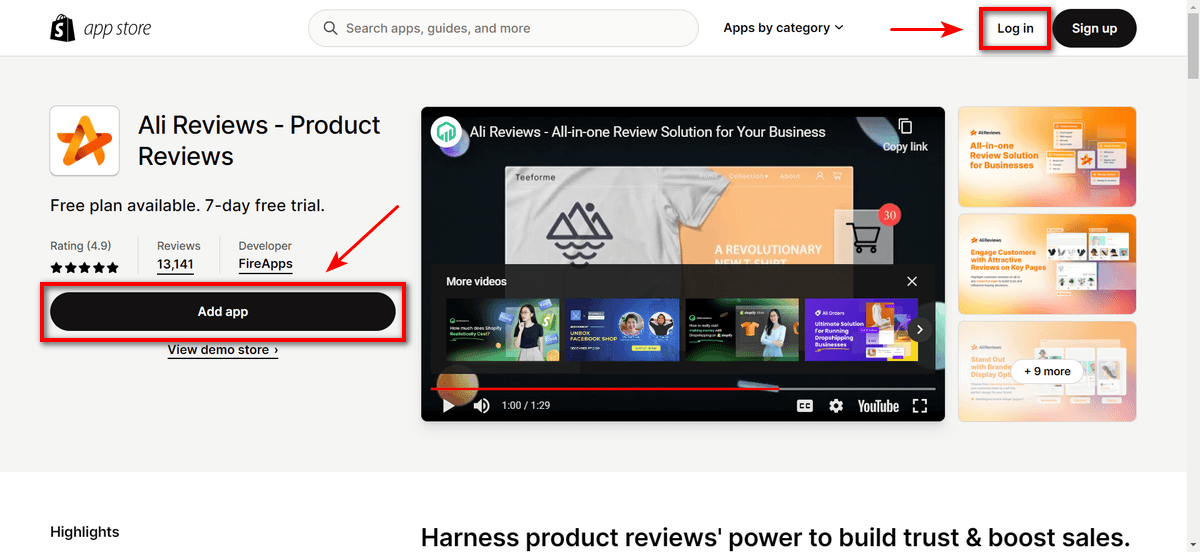 Download Ali Reviews from the Shopify App Store - How to get more reviews with Ali Reviews