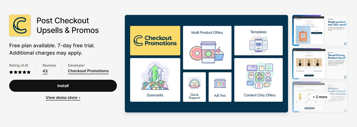 Post Checkout Upsells & Promos - shopify checkout apps