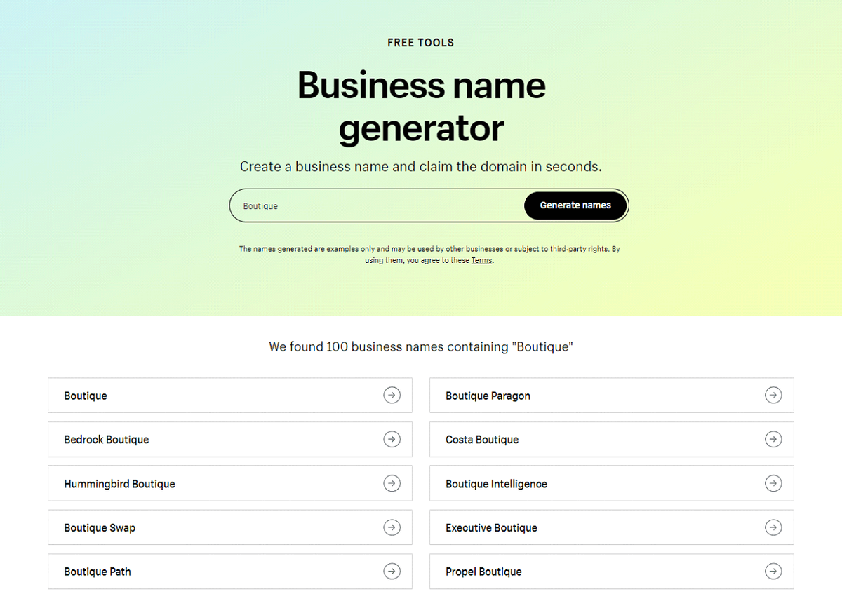 How to start dropshipping - Shopify has a tool to generate names
