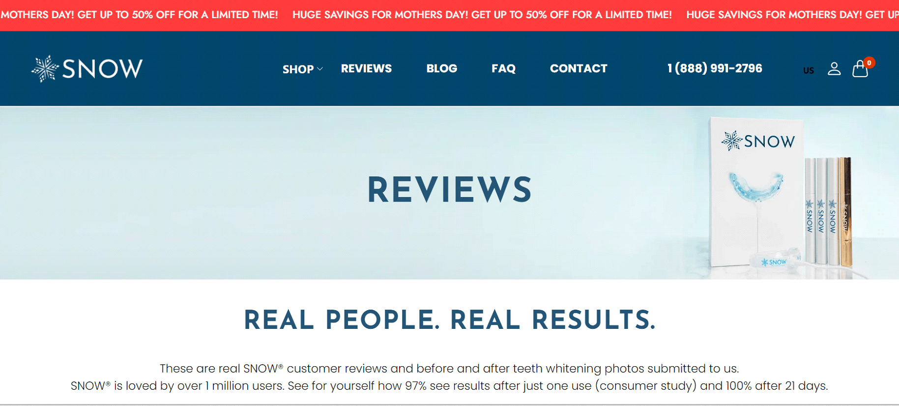 Snow with their dedicated and well-designed Shopify reviews page