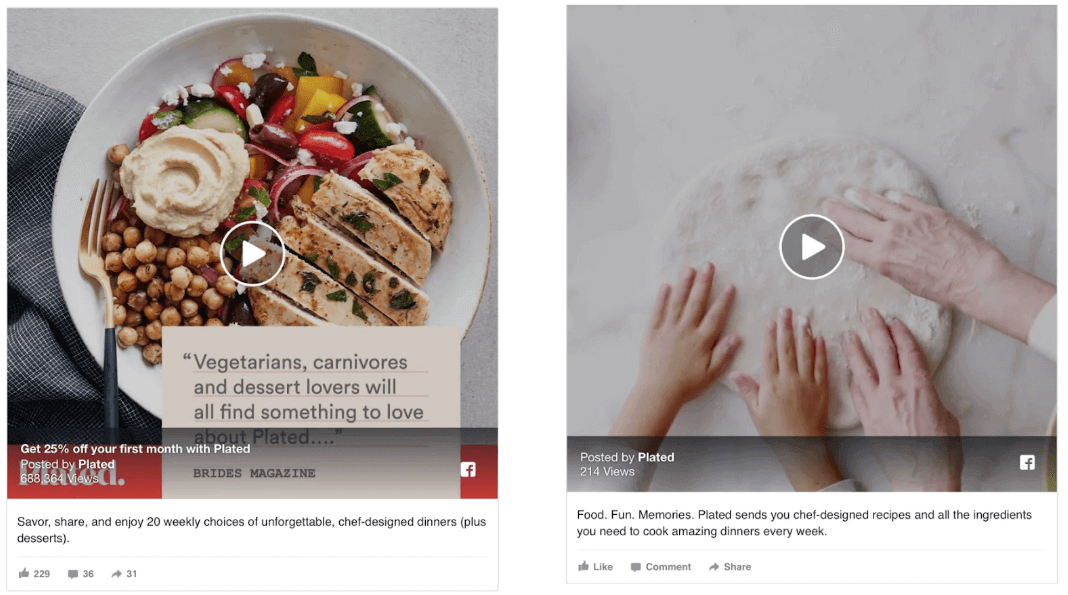 Example for ads with and without social proof