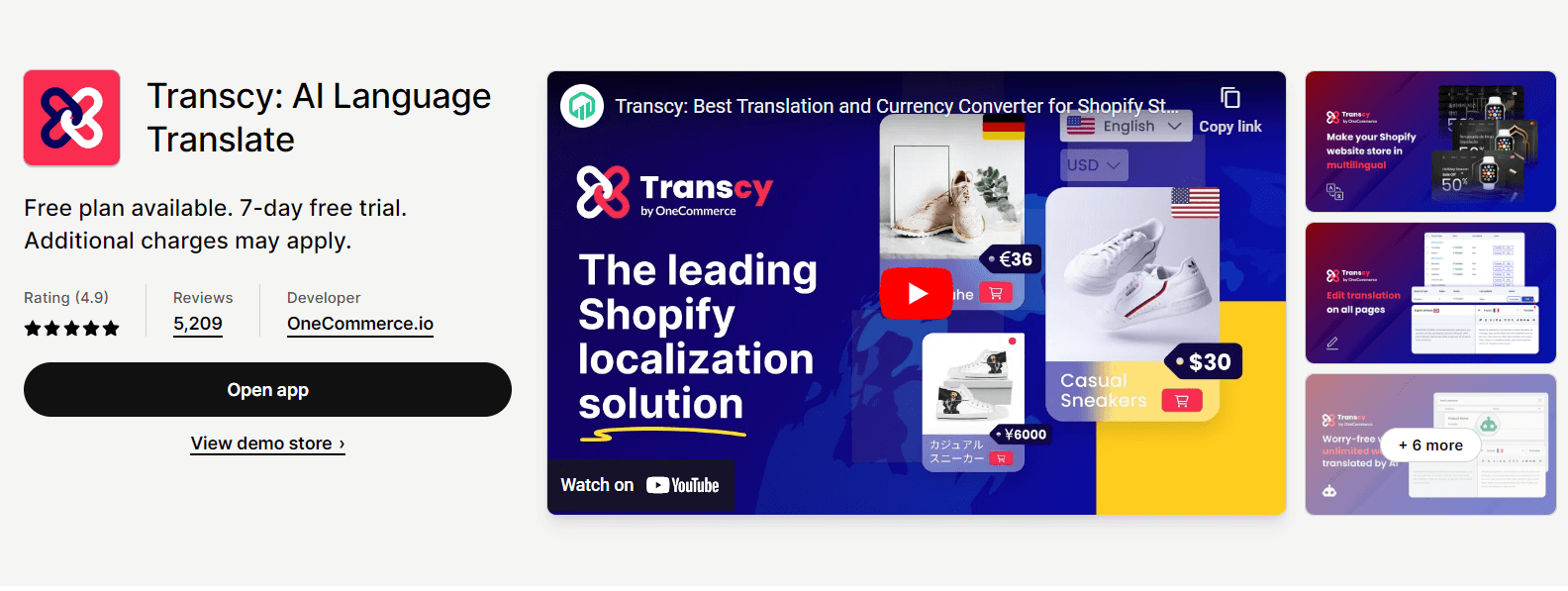 Install Transcy from Shopify App Store