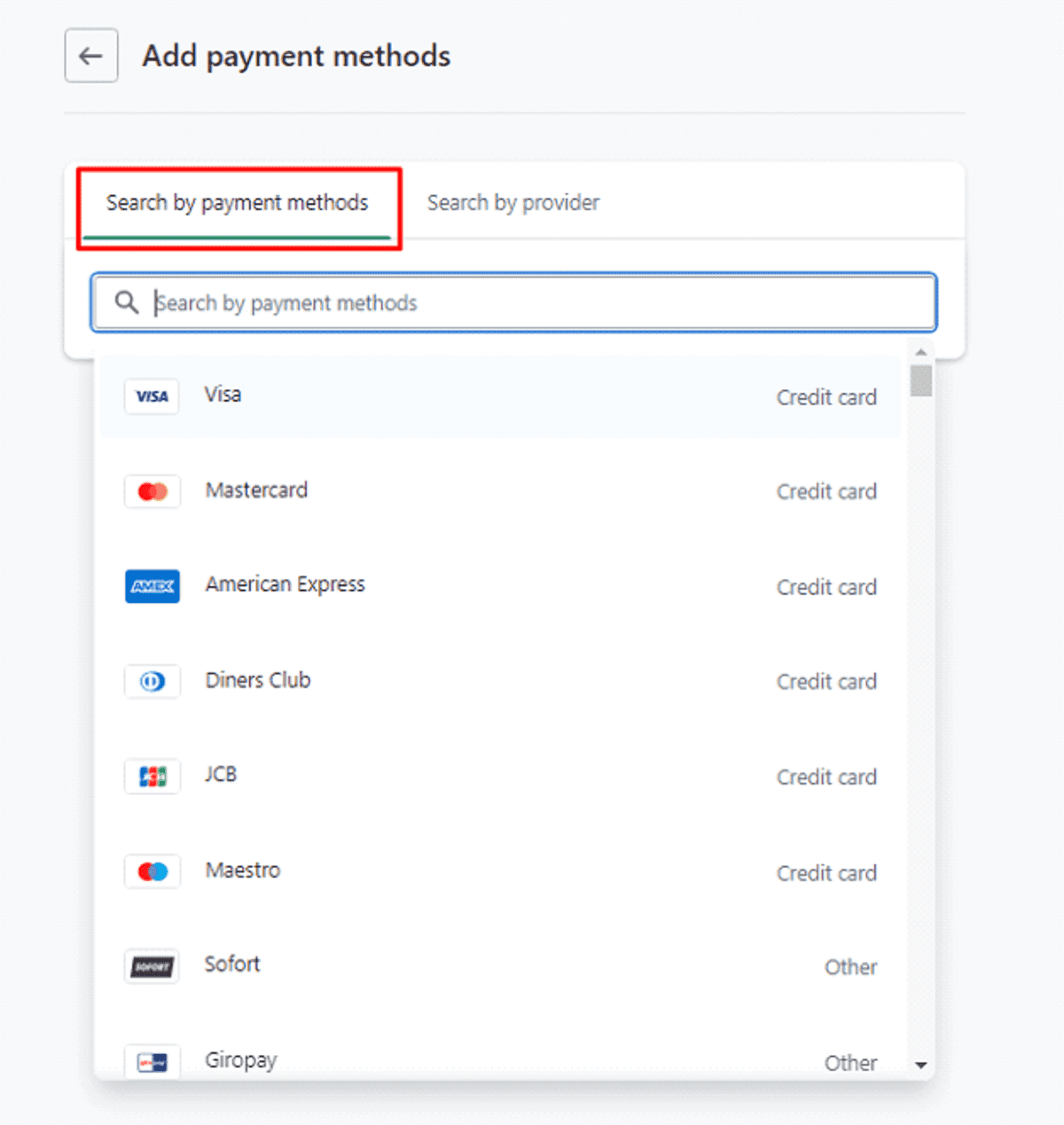 payment methods - how to add payment methods in Shopify