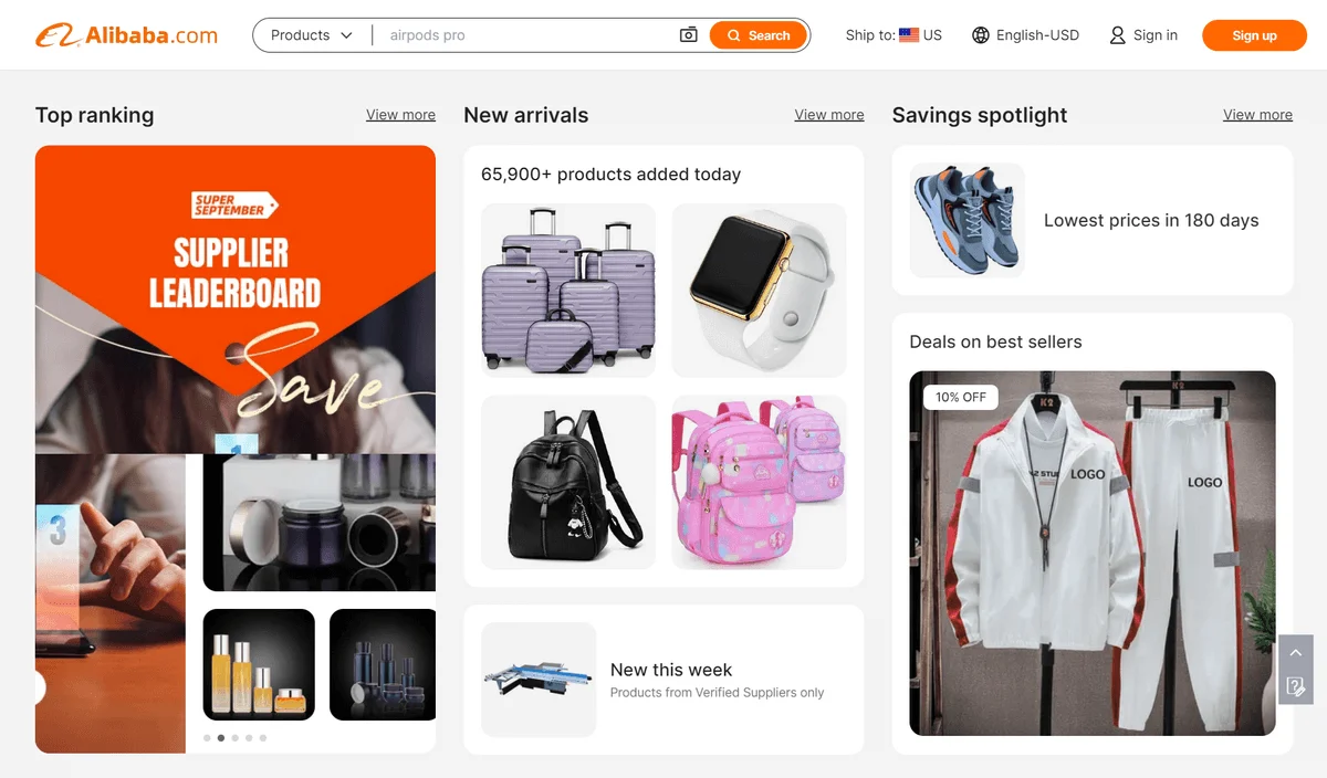 Alibaba - shopify dropshipping suppliers