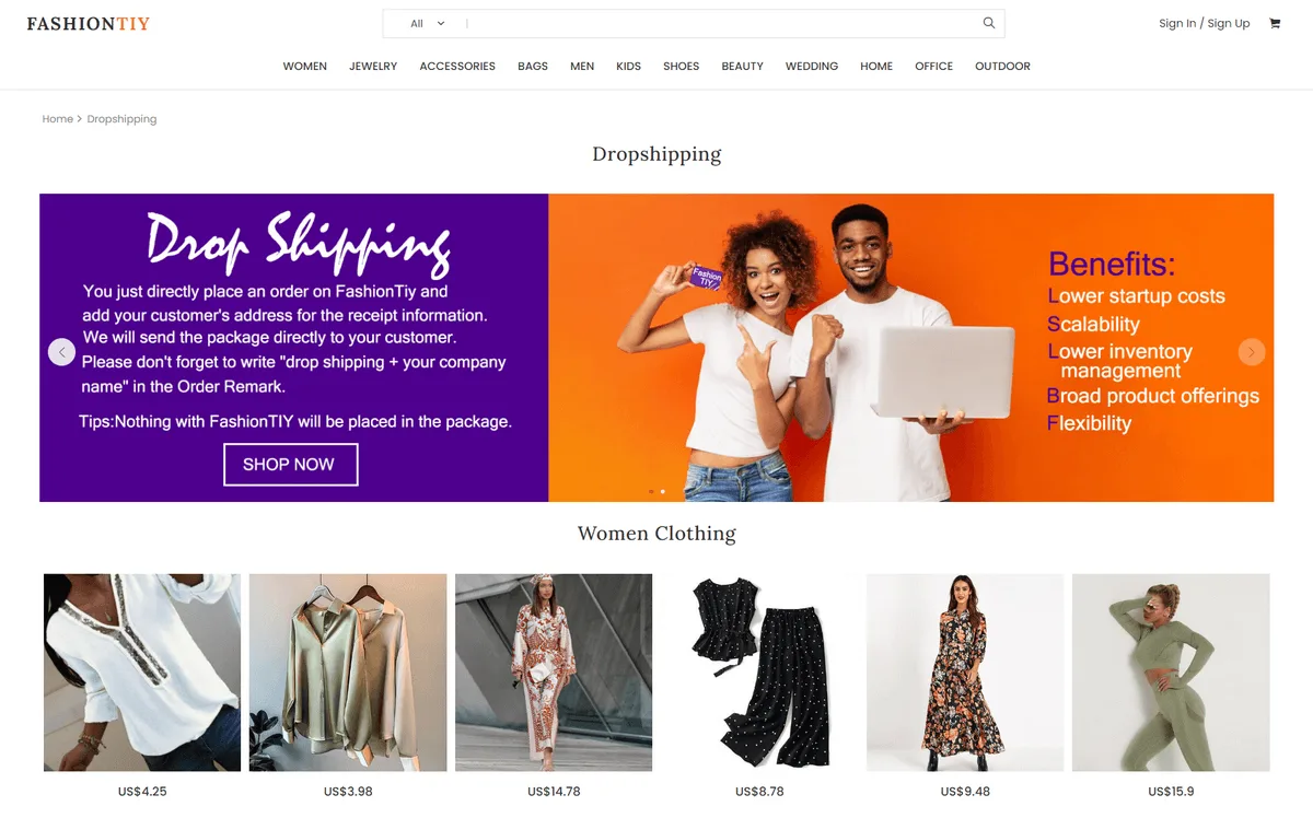 FashionTIY - dropshipping clothing suppliers