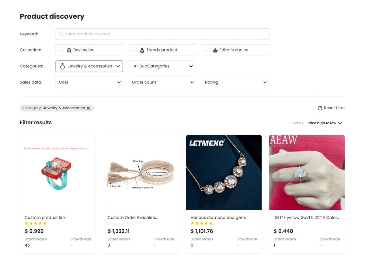 Jewelry - high ticket dropshipping niches