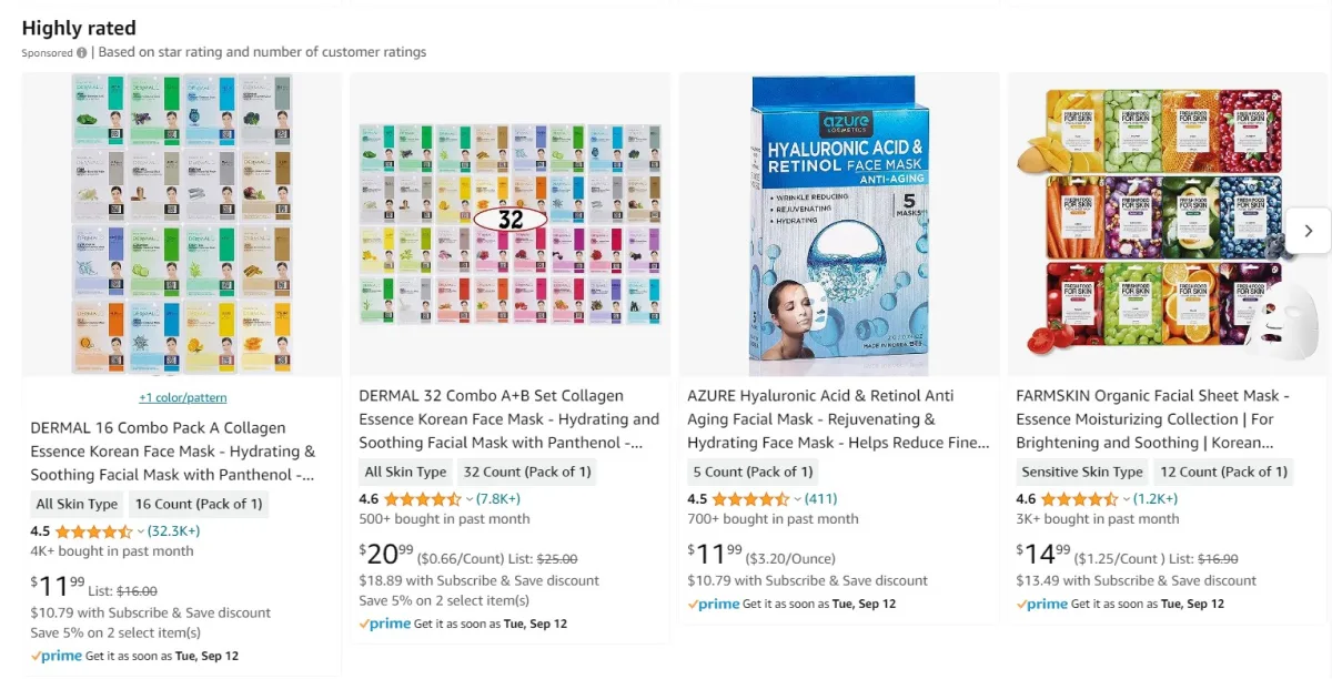 The first shoutout in best dropshipping beauty products is hydrating face mask set