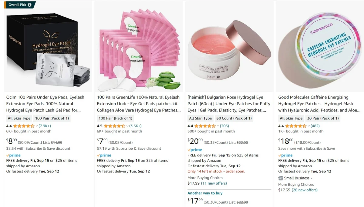 The second shoutout in best dropshipping beauty products is hydrogel eye patches