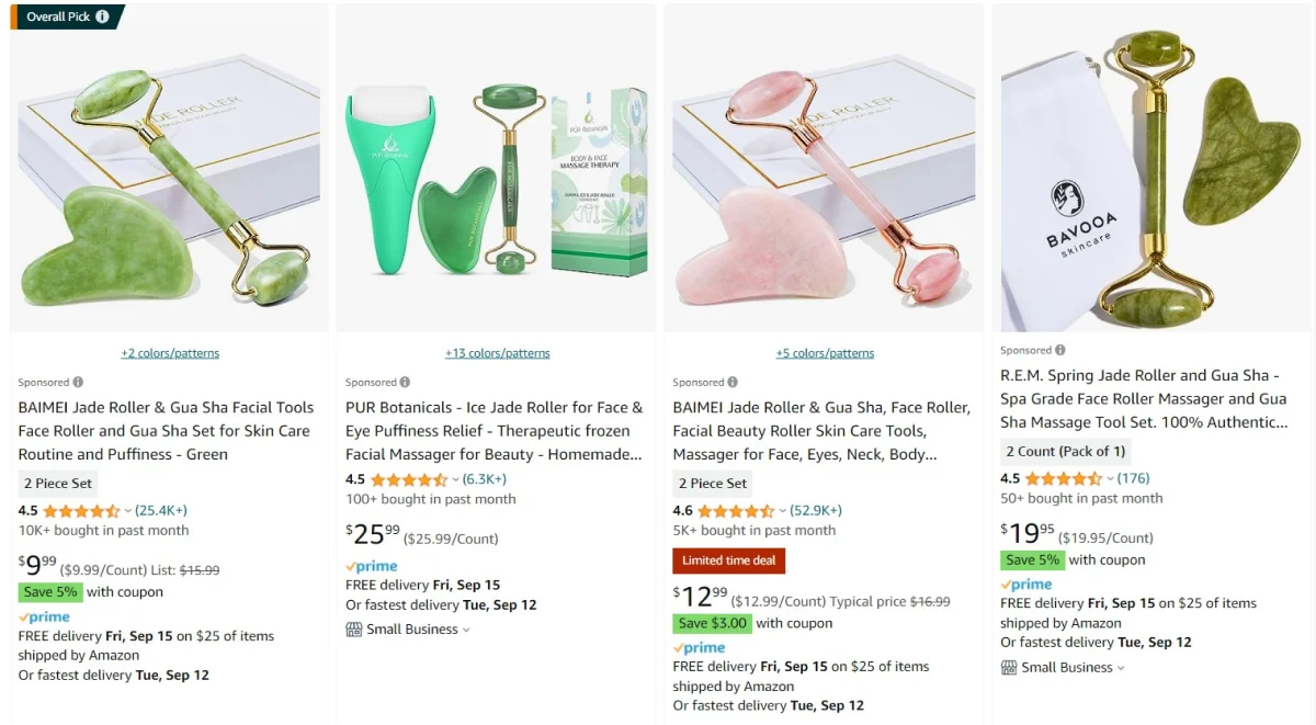 The third shoutout in best dropshipping beauty products is jade roller and gua sha