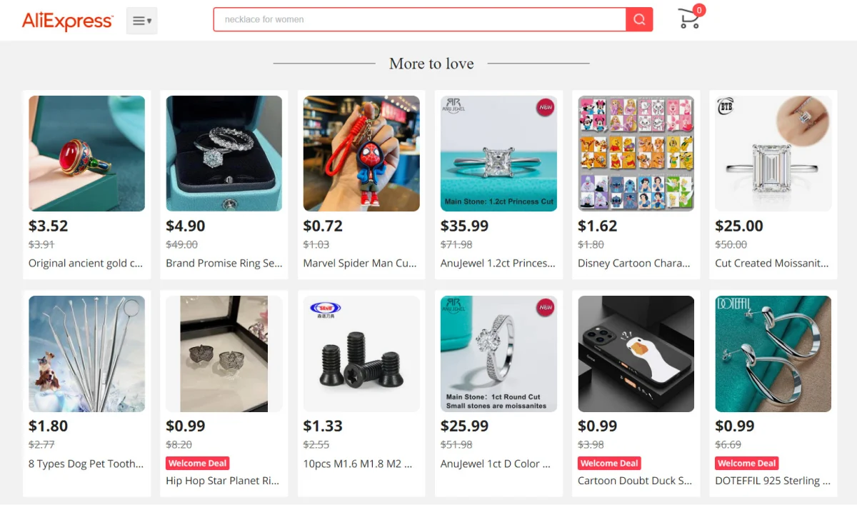 aliexpress more to love section on homepage