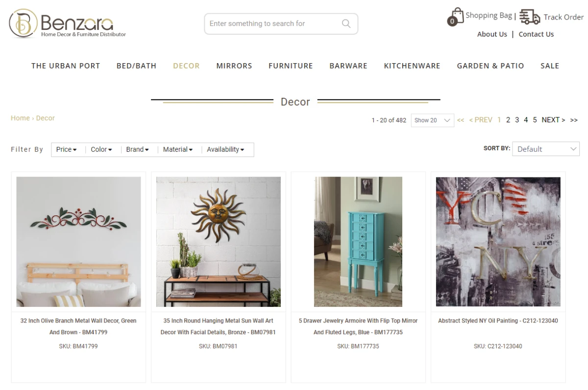 benzara - dropshipping home decor