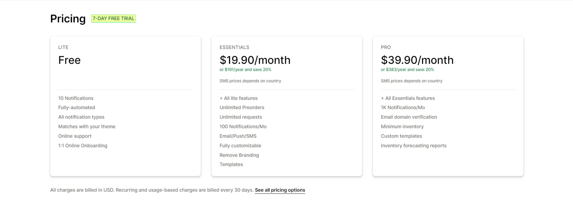 Notify Me! Restock & PreOrder Pricing Plans - Shopify Pre Order Apps