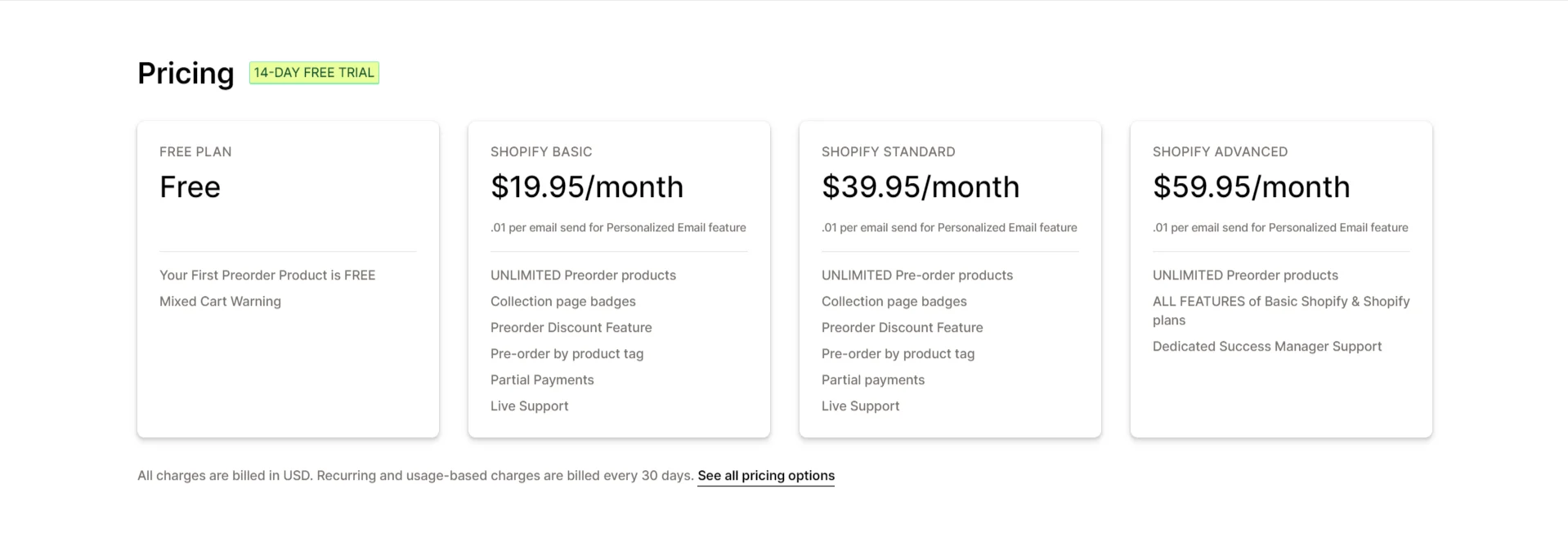 Pre-Oder Now WOD Pricing Plan - Shopify Pre Order Apps
