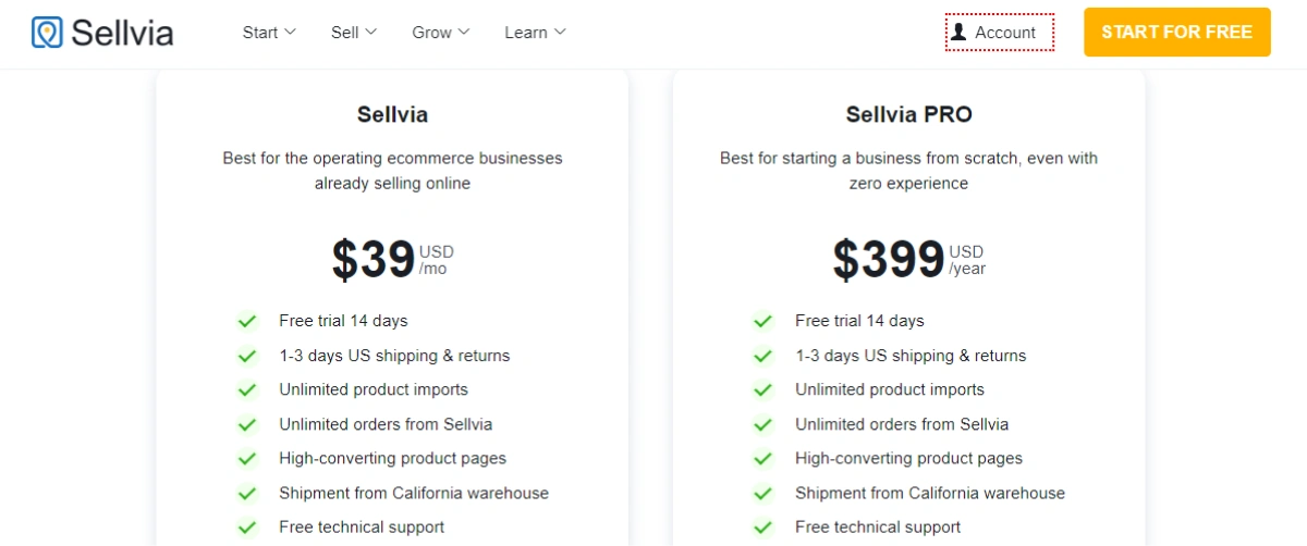 sellvia pricing plans