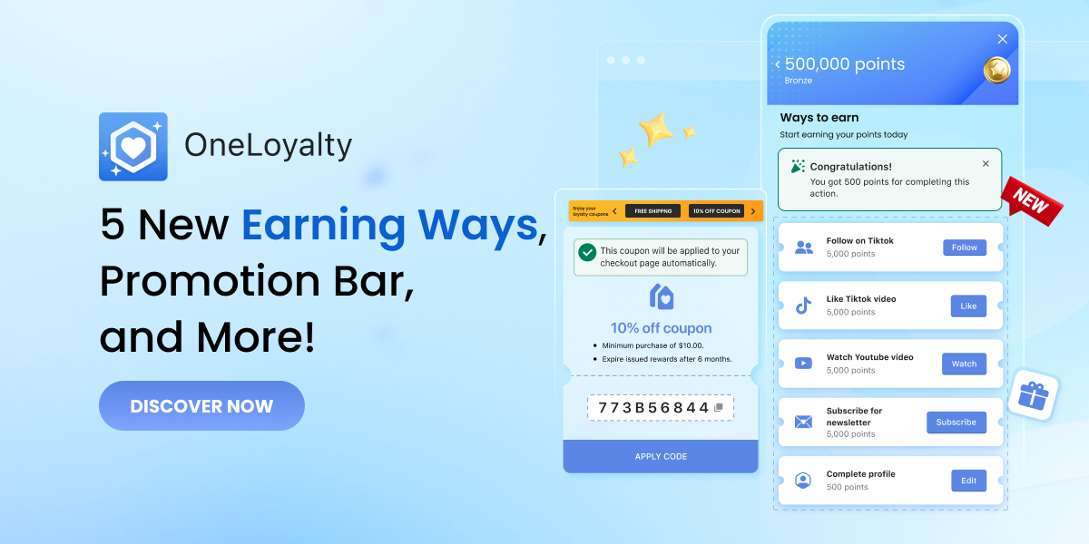 OneLoyalty V1.2: 5+ Earning Ways & Promotion Bar