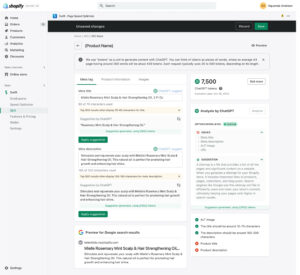 AI-powered product audit suggestions for Shopify products
