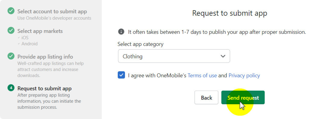 OneMobile’s simplified app submission form