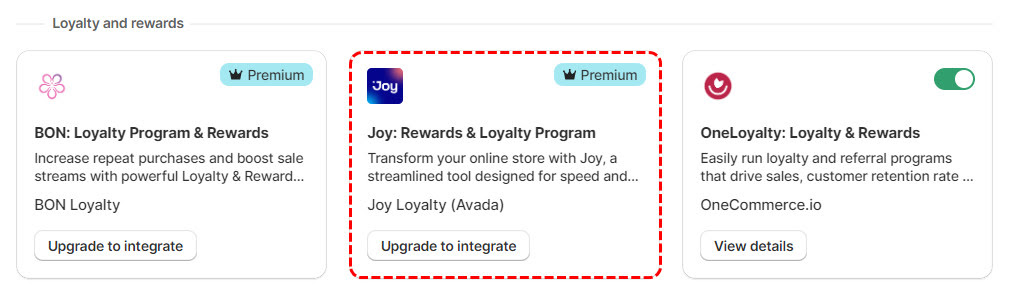 Besides OneLoyalty and BON, Joy is another powerful loyalty app to integrate with